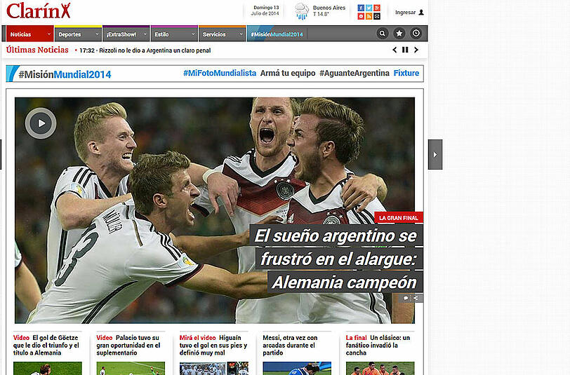 "Der argentinische Traum ist geplatzt - Deutschland ist Champion": Das schreibt die argentinische Clarin