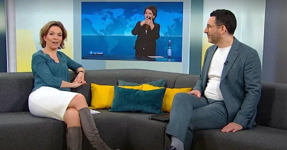 Lustige-TV-Panne-Susanne-Daubner-schminkt-sich-w-hrend-Live-Sendung