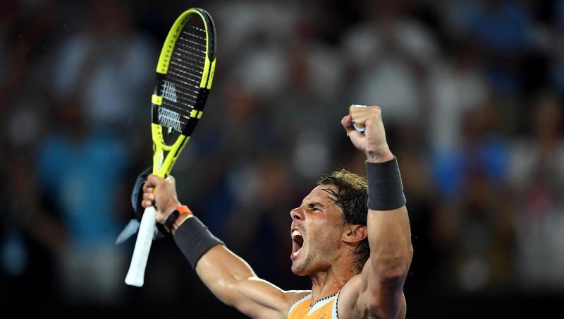 Rafael Nadal bejubelt seinen Finaleinzug bei den Australian Open. Rafael Nadal bejubelt seinen Finaleinzug bei den Australian Open.