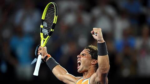 Rafael Nadal bejubelt seinen Finaleinzug bei den Australian Open.