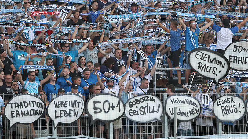Auf Konfrontationskurs: Die Fans des Chemnitzer FC.