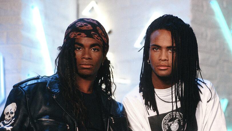 Milli Vanilli, 1988: Sänger Fab Morvan (li.) und Rob Pilatus beim Auftritt in der TV-Sendung "Formel Eins" in München. Milli Vanilli, 1988: Sänger Fab Morvan (li.) und Rob Pilatus beim Auftritt in der TV-Sendung "Formel Eins" in München.