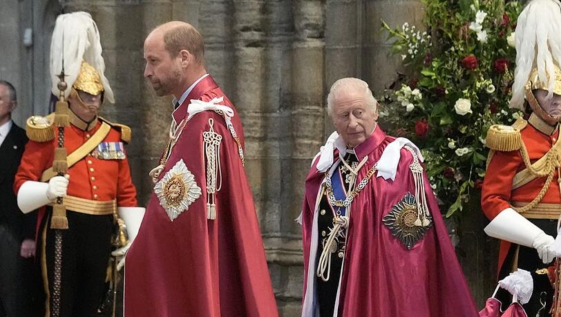 Prinz William und König Charles bei dem Gottesdienst in der Westminster Abbey.