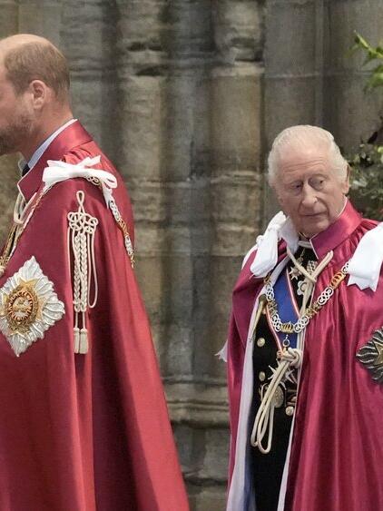 Prinz William und König Charles bei dem Gottesdienst in der Westminster Abbey.