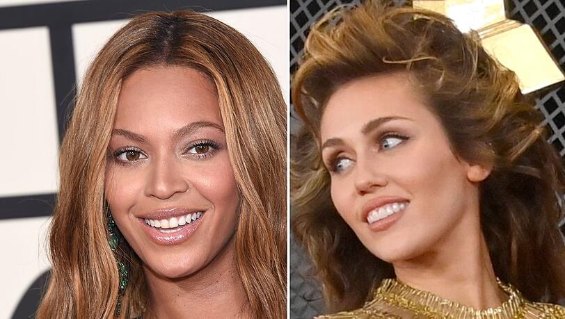 Für ihr neues Country-Album hat Superstar Beyoncé (li.) ihre Kollegin Miley Cyrus mit aufs Pferd geholt.