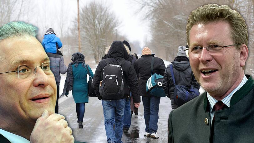 Nach Meinung von Innenminister Joachim Hermann (l.) und Staatskanzleichef Marcel Huber, sollen Asylbewerber aus sogenannten "sicheren Herkunftsländern" in Zukunft nachweisen, dass sie politisch verfolgt werden. Nach Meinung von Innenminister Joachim Hermann (l.) und Staatskanzleichef Marcel Huber, sollen Asylbewerber aus sogenannten "sicheren Herkunftsländern" in Zukunft nachweisen, dass sie politisch verfolgt werden.