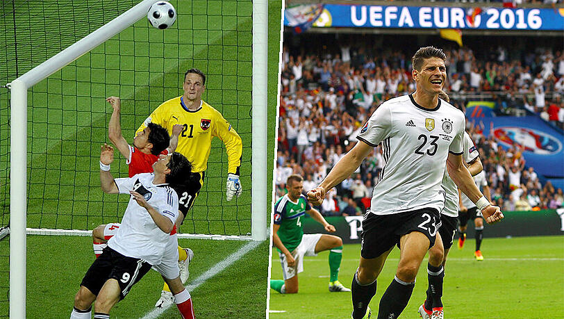 Vor acht Jahren in Wien, war Gomez zum Gespött der gesamten (Fußball-)Nation geworden, weil er einen Ball aus kürzester Distanz nicht im österreichischen Tor unterbrachte (linkes Bild). Vor acht Jahren in Wien, war Gomez zum Gespött der gesamten (Fußball-)Nation geworden, weil er einen Ball aus kürzester Distanz nicht im österreichischen Tor unterbrachte (linkes Bild).