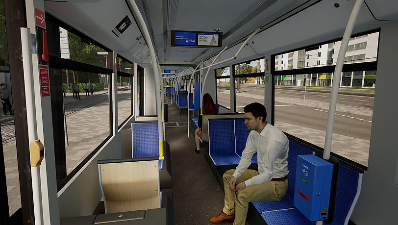 Im Innenraum sitzen sogar virtuelle Fahrgäste. Im Innenraum sitzen sogar virtuelle Fahrgäste.