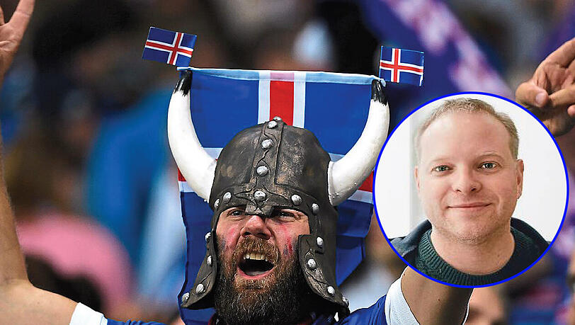 Ein isländischer Fan mit Wikingerhelm. „Kein vernünftiger Wikinger geht nach Island, wo es im Umkreis von 2000 Kilometern nichts zum Plündern gibt“, sagt Kristof Magnusson. Ein isländischer Fan mit Wikingerhelm. „Kein vernünftiger Wikinger geht nach Island, wo es im Umkreis von 2000 Kilometern nichts zum Plündern gibt“, sagt Kristof Magnusson.