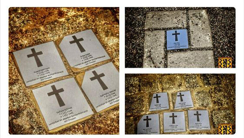 Die überklebten Stolpersteine in Dresden. Die überklebten Stolpersteine in Dresden.