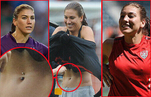 Was für ein muskulöser Bauch: Die schöne Hope Solo zeigt beim Spiel gegen Frankreich ihr kleines Geheimnis: Ein Piercing