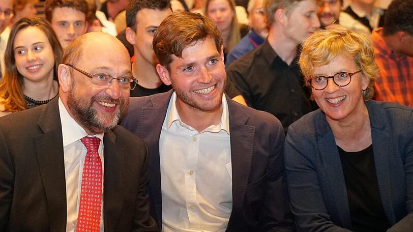 Martin Schulz (l.), Korbinian Rüger (m.) und Natascha Kohnen (r.).