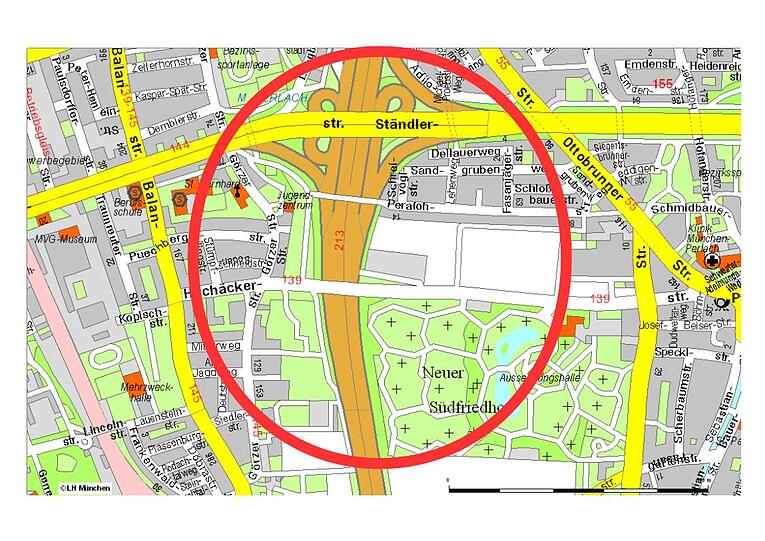 Gegenüber vom Neuen Südfriedhof ist die Weltkriegsbombe bei Bauarbeiten entdeckt worden. Die Bilder.