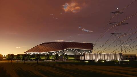 Ein Modell eines der Mini-Atomkraftwerke, die der englische Automobilhersteller Rolls-Royce im Vereinigten K&ouml;nigreich plant.