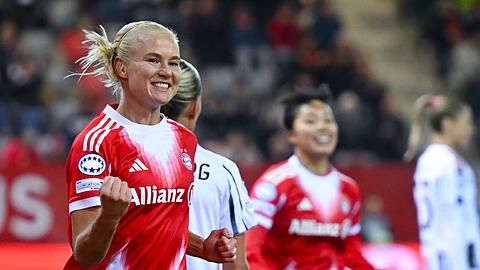 Pernille Harder traf per Kopf zum 1:0 für die Münchnerinnen.