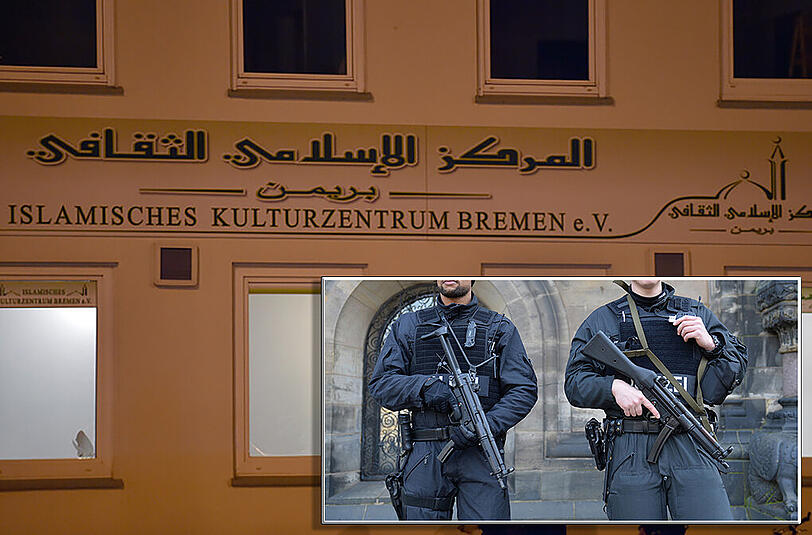 Nach einer Kontrolle in einem Islamischen Kulturzentrum in Bremen, patrouillieren Polizisten in ganz Bremen.