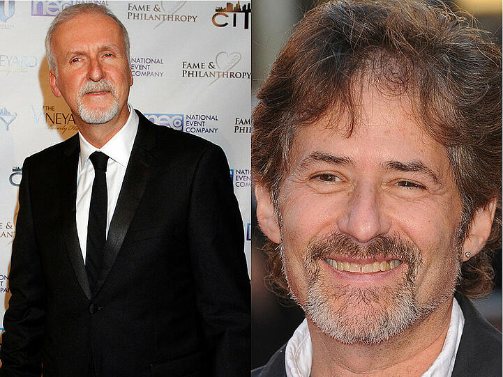 James Cameron (l.) arbeitete für mehrere Blockbuster mit dem verstorbenen Komponisten James Horner zusammen