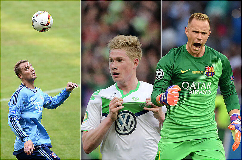 Manuel Neuer, Kevin de Bruyne und Marc-André ter Stegen (v.l.) wurden für eine besondere FIFA-Wahl nominiert.