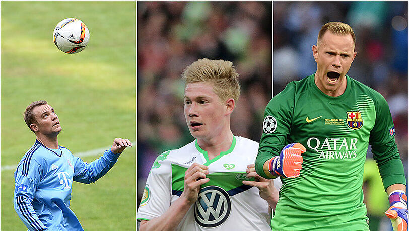 Manuel Neuer, Kevin de Bruyne und Marc-André ter Stegen (v.l.) wurden für eine besondere FIFA-Wahl nominiert. Manuel Neuer, Kevin de Bruyne und Marc-André ter Stegen (v.l.) wurden für eine besondere FIFA-Wahl nominiert.