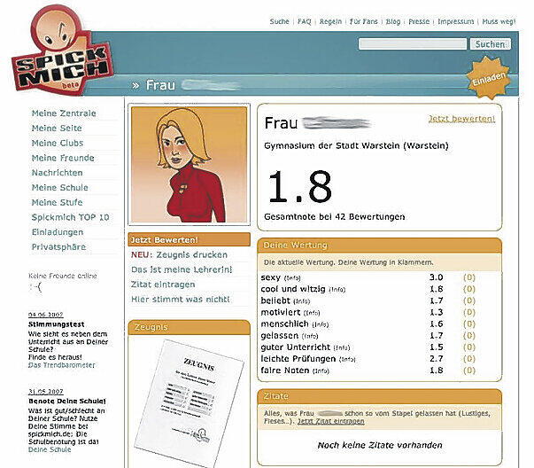 Gut, setzen! Diese Lehrerin darf sich über ihre guten Noten auf dem Internet-Portal &bdquo;spickmich.de&ldquo; freuen.