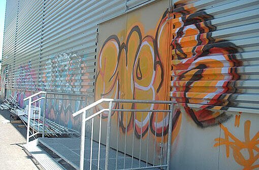 Die "Werke" des überführten Graffiti-Sprühers in der Balanstraße