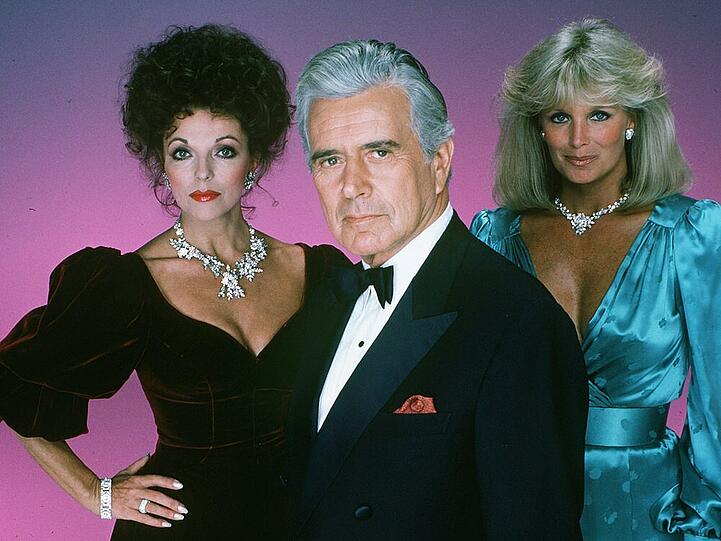Die Stars des "Denver Clans": Joan Collins (l.), John Forsythe und Linda Evans