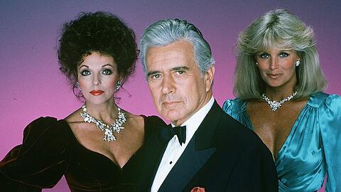 Die Stars des "Denver Clans": Joan Collins (l.), John Forsythe und Linda Evans