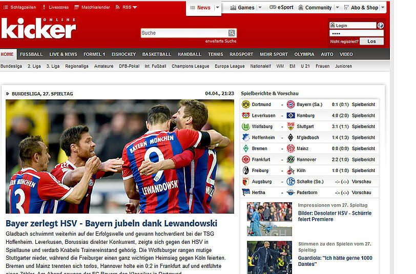 "Bayern jubeln dank Lewandowski" berichtet der "Kicker".