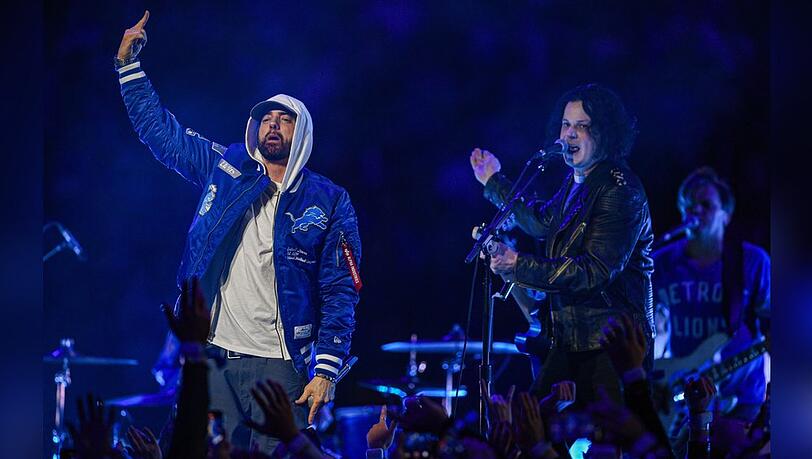 Eminem und Jack White: Die heimlichen Stars beim Lions-Packers-Spiel.
