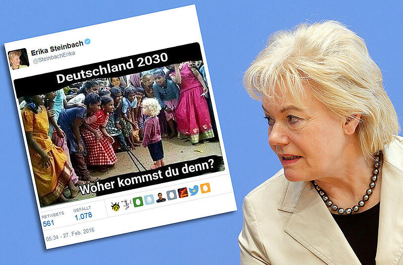 Mit diesem Tweet empörte Erika Steinbach über Parteigrenzen hinweg.