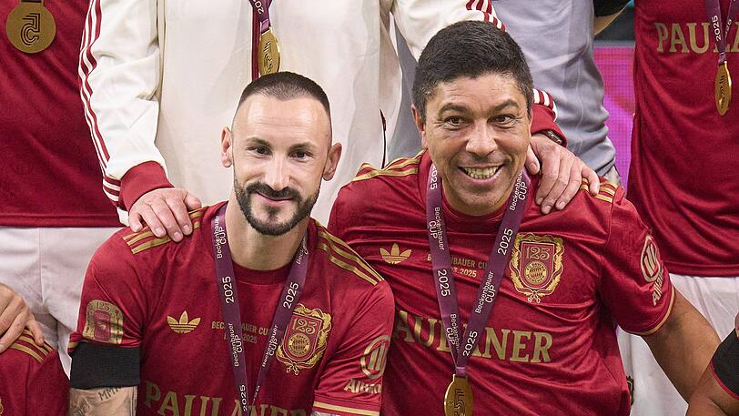 Diego Contento (l.) spielte beim FC Bayern München unter anderem an der Seite von Lothar Matthäus und Giovane Élber (r.).