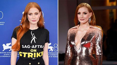 Jessica Chastain unterstützte den Streik bei den Internationalen Filmfestspielen von Venedig - aber sie glitzerte auch.