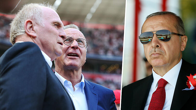 Bayern-Bosse und Türkei-Präsident: Uli Hoeneß, Karl-Heinz Rummenigge und Recep Tayyip Erdogan (v.li.).