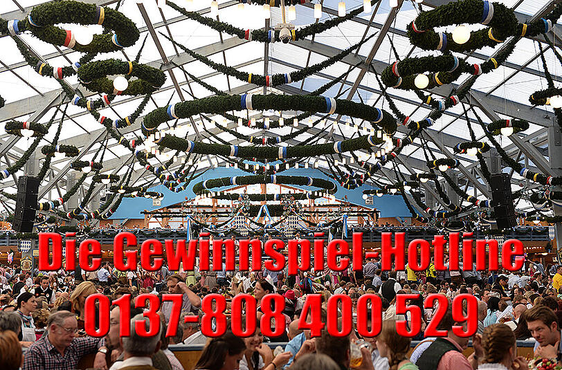 Schottenhamel-FestzeltMittwoch, 24. September: 16 bis 22.30 Uhr, zweimal jeweils 1 Tisch für zehn Personen, inklusive einer Maß und einem Hendl pro Person. Die Gewinnspiel- Rufnummern: 0137-808 400 529