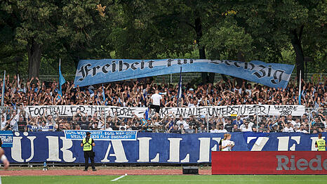 Bedankten sich mit einem Banner f&uuml;r die Spenden: Die Fans des TSV 1860 im Spiel gegen Schweinfurt.