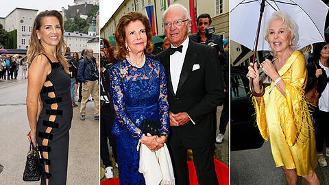 Glamour bei den Salzburger Festspielen. Diese Gäste trotzten dem Regen...
