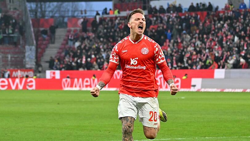 Schnelles Wiedersehen: Phillip Tietz, hier beim Torjubel f&uuml;r Mainz, trifft auf seinen Ex-Club. (Archivbild)