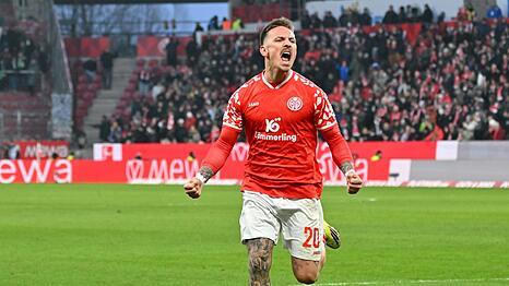 Schnelles Wiedersehen: Phillip Tietz, hier beim Torjubel f&uuml;r Mainz, trifft auf seinen Ex-Club. (Archivbild)