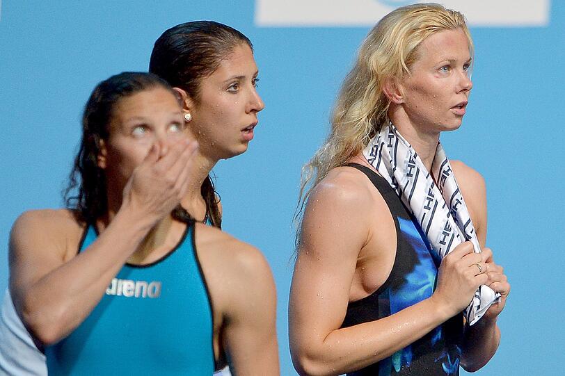 Weit weg von der Weltspitze: Britta Steffen (r.).