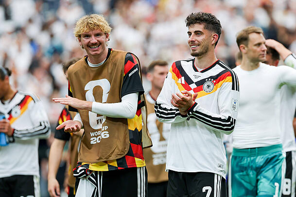Nick Woltemade und Kai Havertz im Spiel gegen Cura&ccedil;ao.