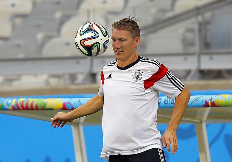 Bastian Schweinsteiger beim Training vor dem Knaller-Spiel Deutschland gegen Brasilien.
