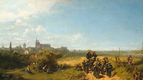 Das Gemälde «Der Institutsspaziergang» von Carl Spitzweg (um 1860).