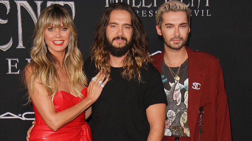 Heidi Klum kam in Begleitung ihres Mannes Tom (l.) und dessen Zwillingsbruder Bill zur Premiere