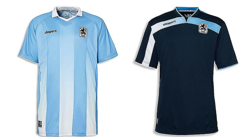Die Trikots des TSV 1860 für die kommende Spielzeit, wie sie auf www.tsv1860-shop.de zu finden sind
