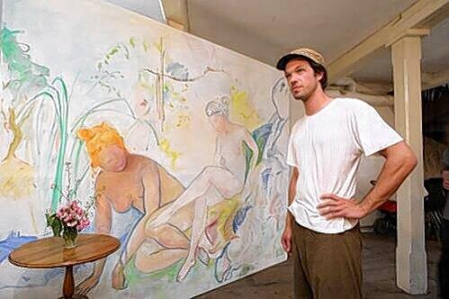 Gleiche Voraussetzungen - gleiche Ergebnisse&ldquo; behaupten Daniel Bischoff (hier vor seinem Werk) und Christina Chirulescu in der Galerie Bernsteinzimmer.