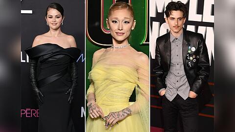Selena Gomez, Ariana Grande und Timothée Chalamet (v.l.) zählen zu den Nominierten der Golden Globes.