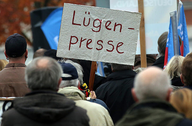 "Lügenpresse"-Protest auf einer AfD-Demo in Rostock. (Archivfoto)