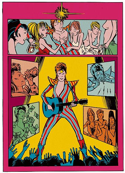 Sex, Drugs & Rock 'n' Roll: Mit seinem Aufstieg als Ziggy Stardust entgleitet David Bowie das Leben ein bisschen. Sex, Drugs & Rock 'n' Roll: Mit seinem Aufstieg als Ziggy Stardust entgleitet David Bowie das Leben ein bisschen.