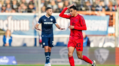 Bayern-Rakete Jamal Musiala traf gegen den Vfl Bochum mit Köpfchen.