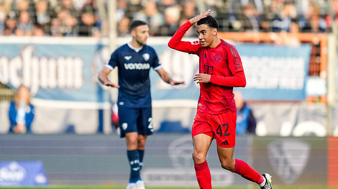 Bayern-Rakete Jamal Musiala traf gegen den Vfl Bochum mit Köpfchen.